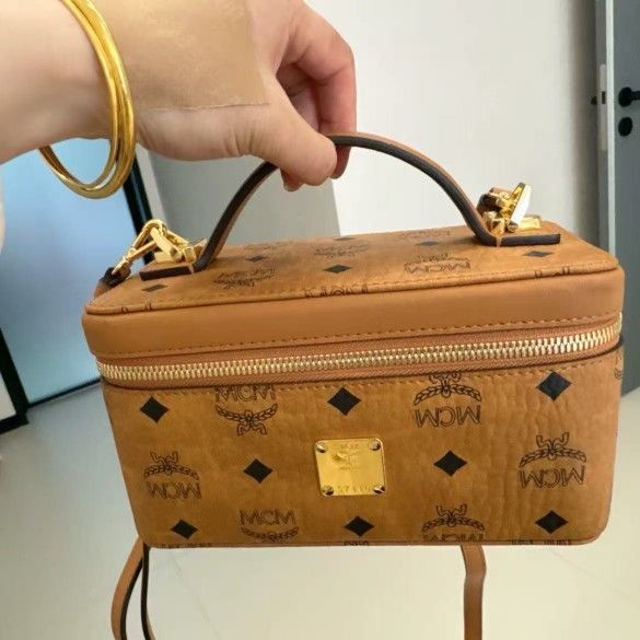 Old flower full print classic cosmetic case leather shoulder crossbody handbag cosmetic bag for women