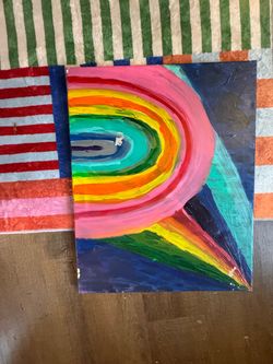 Original Abstract Rainbow Acrylic Painting