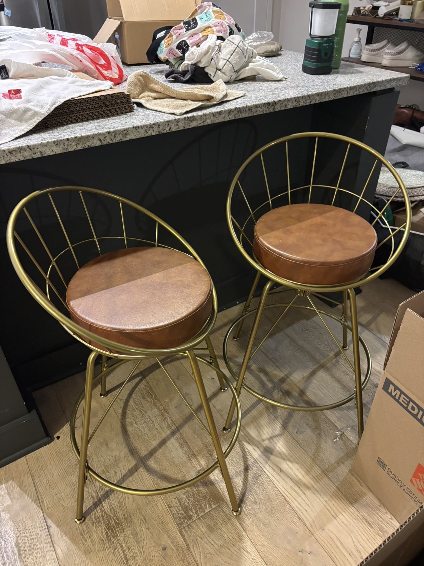 Gold & Leather Bar Stools