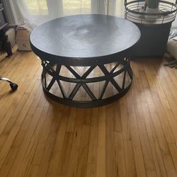 Round Coffee Table, Black, Metal 