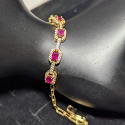 Ruby Gold Plated Bracelet