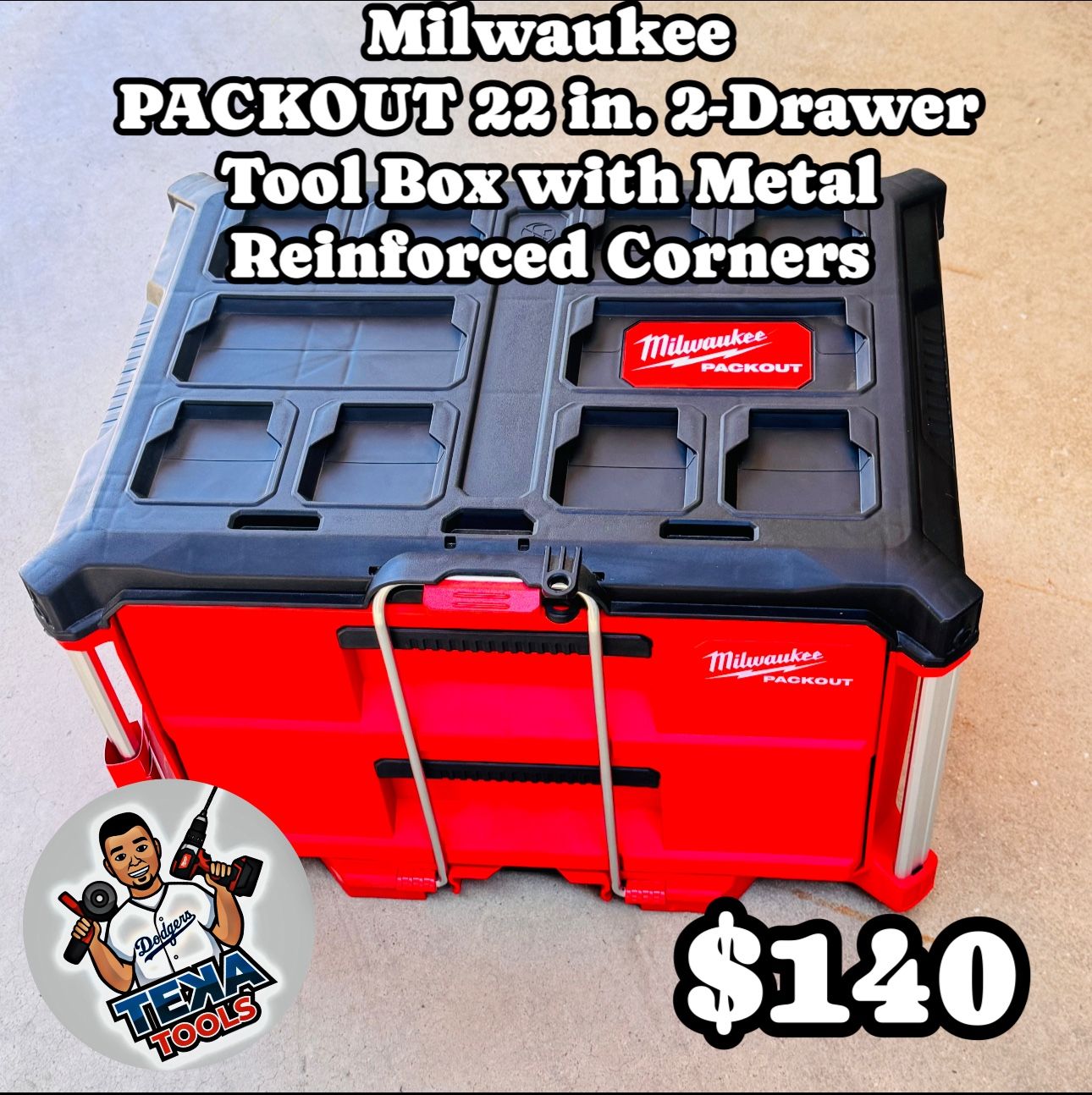 Milwaukee PACKOUT 22 in. 2-Drawer Tool Box with Metal Reinforced Corners