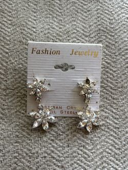 Crystal Flower Drop Earrings
