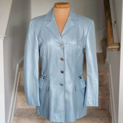 BEAUTIFUL Blue Griffin Gray for St. John Women's VINTAGE Leather Jacket!