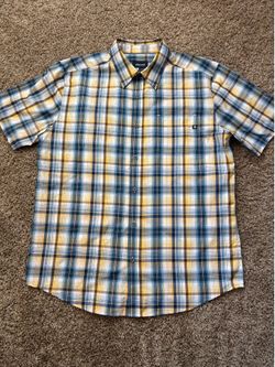 Marmot Dobson Short Sleeve Plaid Button Up Shirt Mens Size Large