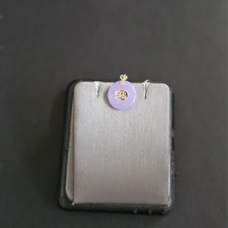 14k Gold Purple Jade Pendant 