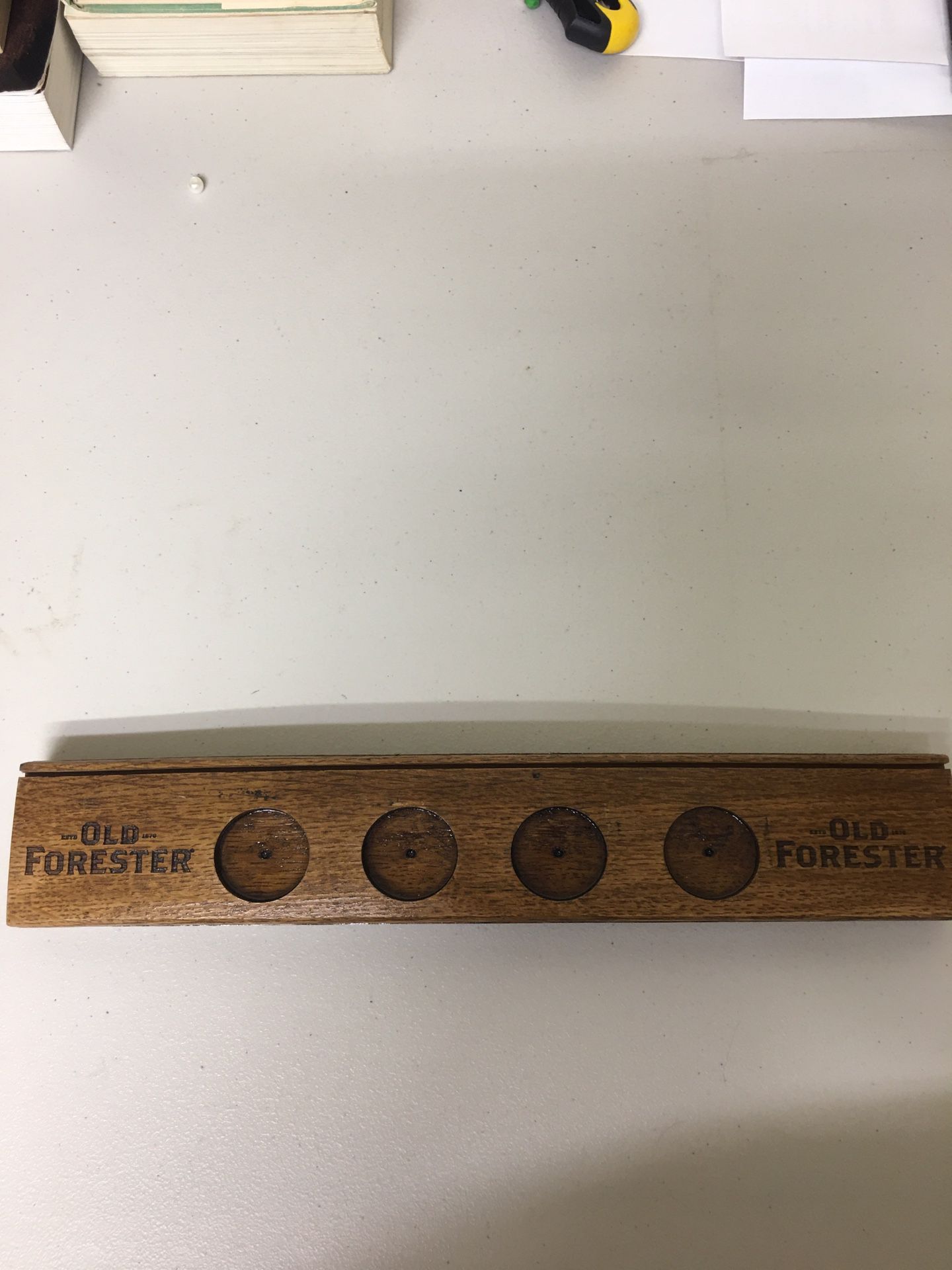 Old Forester shot glass stand