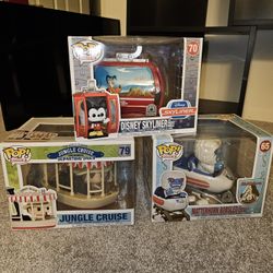 Disney FUNKO Pop Attractions Rides Disneyland World Matterhorn Bobsled Skyliner Mickey Pluto Jungle Cruise Captain Departing Daily Abominable Snowman