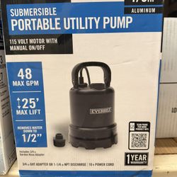 Submersible Portable Pump, 1/3 Hp 48 GPM