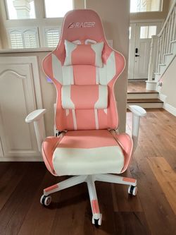 Pink and White Gaming Chair