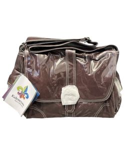 New Kalencom Laminated Buckle Maroon Diaper Bag Set Bottle Holder Changing Pad