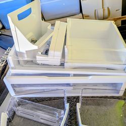 GE refrigerator bins, glass shelves and handles