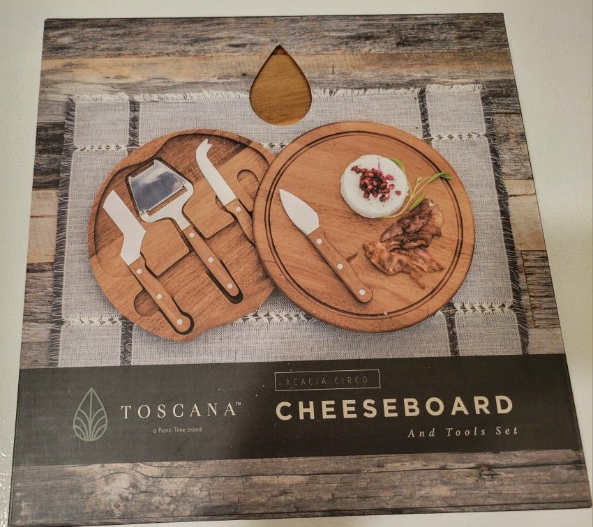 Elevate Your Entertaining: The Toscana Acacia Circo Cheese Board and Tool Set  - NEW IN BOX