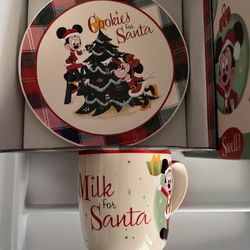Disney Santa Mickey Vintage Cup Plate Set