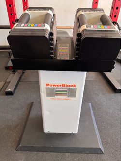 Powerblock dumbbells with stand