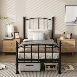 Twin Metal Bed Frame | Sturdy & Durable | Supports Up to 500 lbs | Simple & Stylish Design | Fits 75” x 38” Mattress