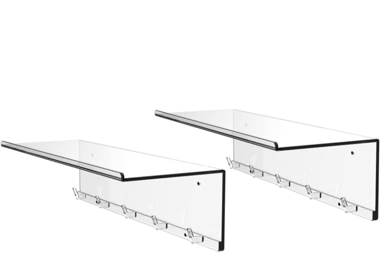 Clear Shelves Acrylic Transparent Wall Shelves for Artifacts, Cosmetics, Plants, Photos, Records, Decorations