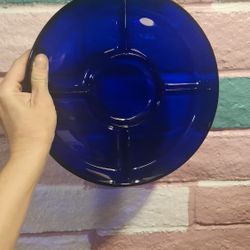 Vtg Colbolt Blue Appetizer Dish