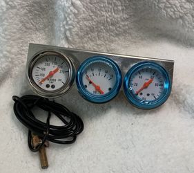 2" 52mm Car Triple Gauge Kit Set Mechanical 3-in-1 
