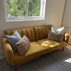Modern Upholstery Yellow Futon