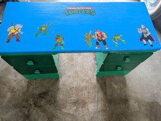 Hand painted vintage teenage mutant ninja turtles desk