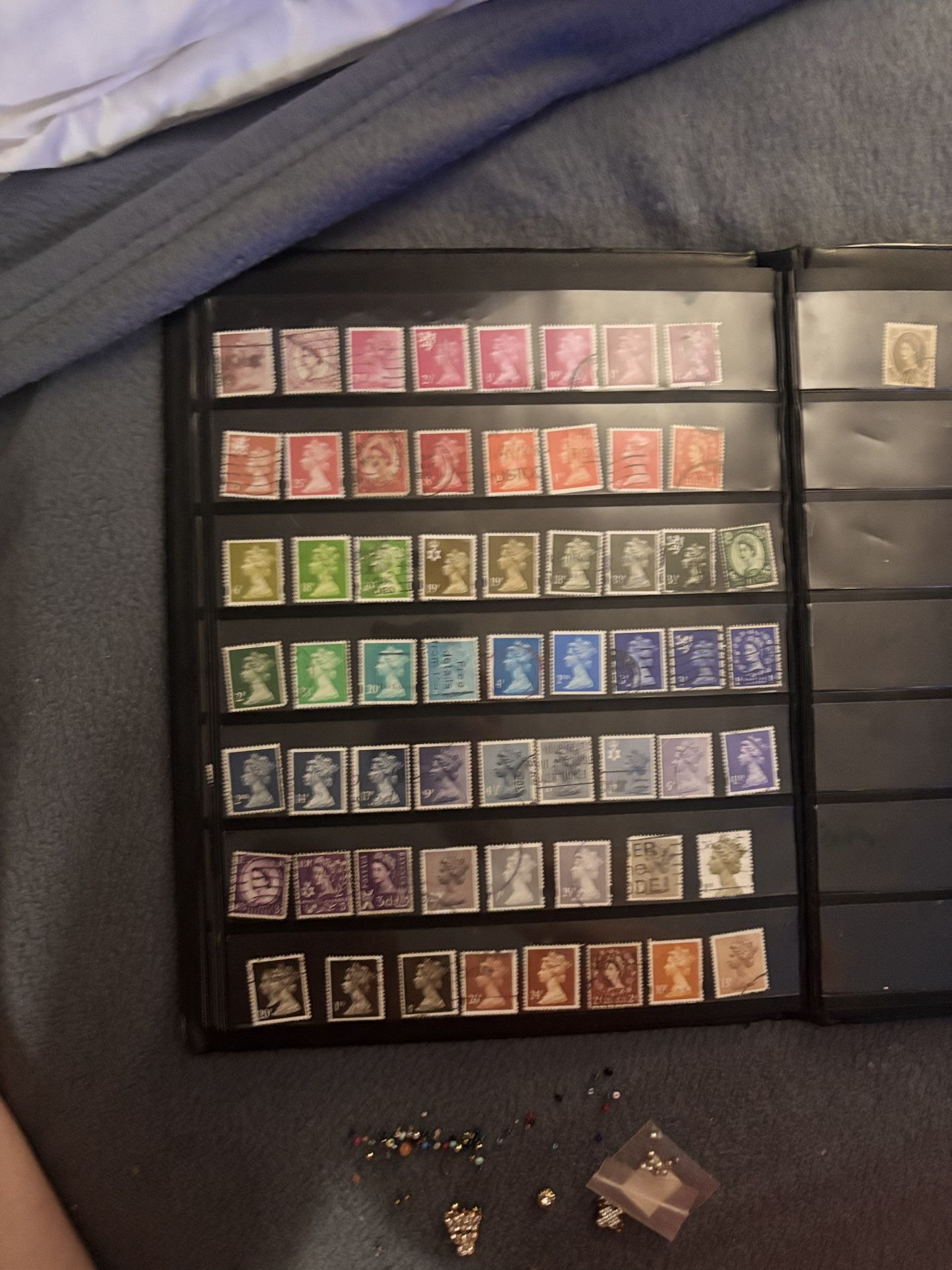 Whole Page Of Queen Elizabeth Stamps 