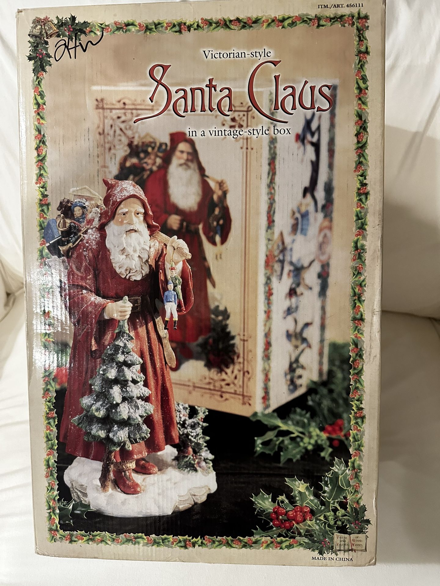 Victorian-Style Santa Claus. Handmade. Vintage Box