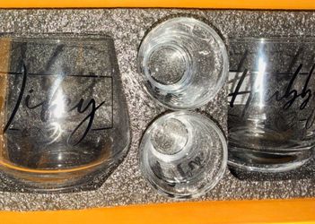 Mr and MrsStemless Wine Glasses