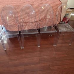Set Of 4 Clear Plastic Kitchen Chairs