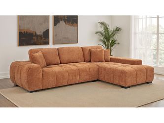 Octavia Orange Upholstered Sectional Chaise Sofa
