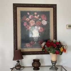 Home Interior Floral Picture With Matching Vase