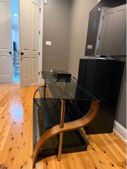 Glass and wood TV console