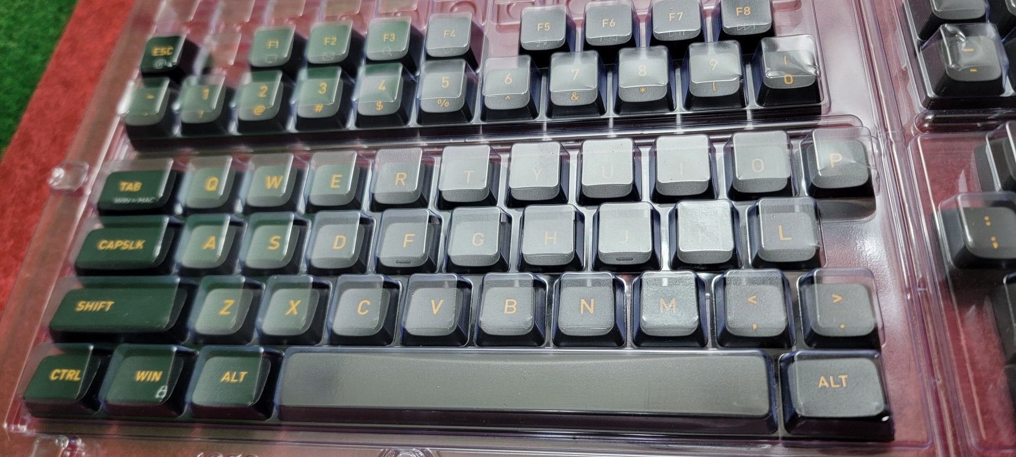 Dualtone Black & Grey MX Keycaps w/ Yellow Text - Double Shot PBT 108 Key