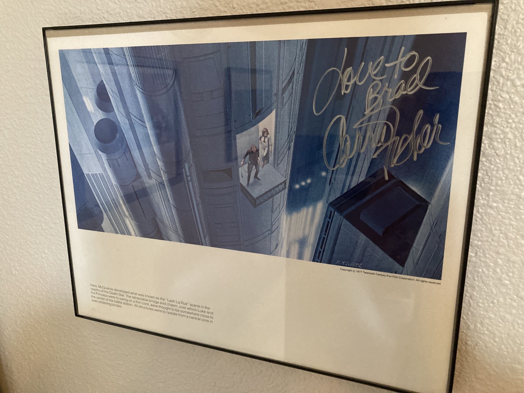Star Wars Carrie Fisher signed 1977 print