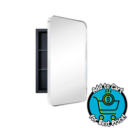 TEHOME Framed 16" x 24" Recessed Mount Chrome Mirrored Rectangle Medicine Cabinet