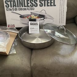 Deep Dish Frying Pan Stainless Steel 