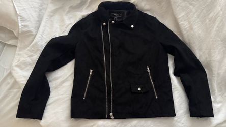 Forever 21 Men Black Faux Suede Biker Jacket L
