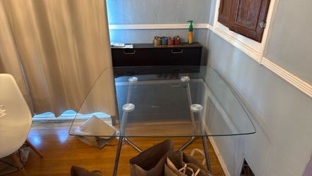 Glass Top Dining Table with Chrome Legs