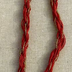 Red Bohemian Style Statement Necklace