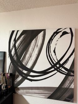 Meneely Black and White Abstract Canvas Art