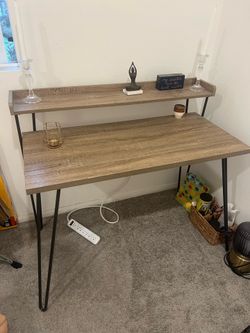 Modern Computer Desk with Built-In Shelf