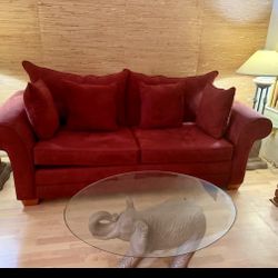 Gorgeous Maroon Living Room Sofa Love-Seat Chair & Ottoman Set 