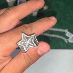 VVS Moissanite 925 Silver Star Ring Size 8 Passes Tested