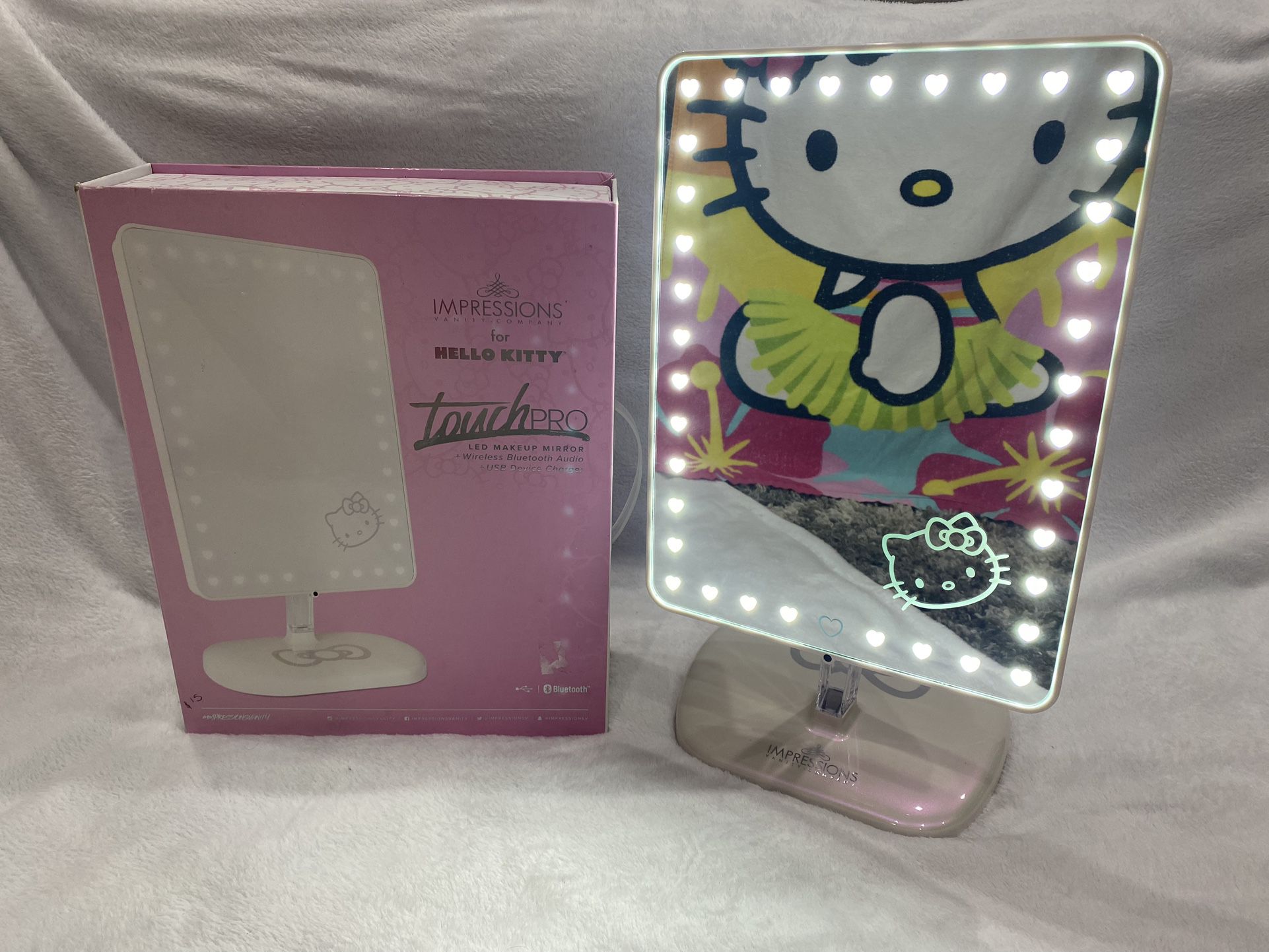 Impressions Vanity For Hello Kitty LED Rechargeable Mirror w/ Bluetooth.