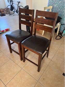 2x Solid Wood Dining Chairs