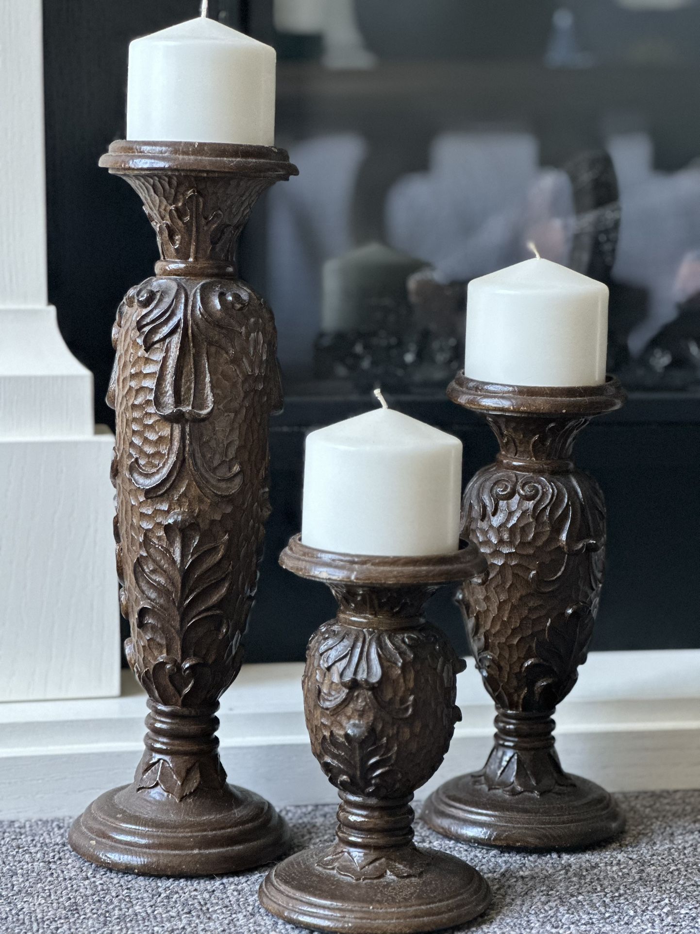 Homes Interiors Candle Holders Set Of three candle base and set of 3 glass mosaic bases.