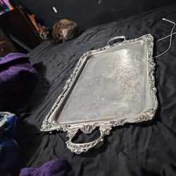 Silver On Copper Serving Tray