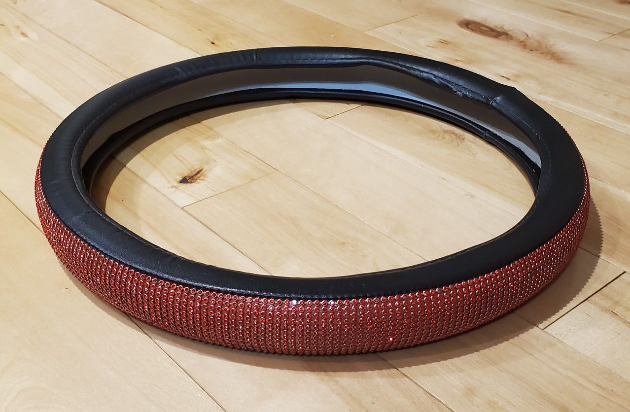 Red Rhinestone Steering Wheel Cover (15" diameter)