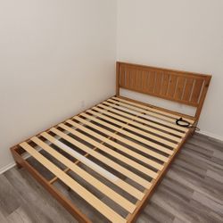 Modern Brown Wood Frame Queen Platform Bed