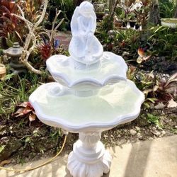 3 Tier Concrete Water Fountain: 31”W  x  22”D x 50”H